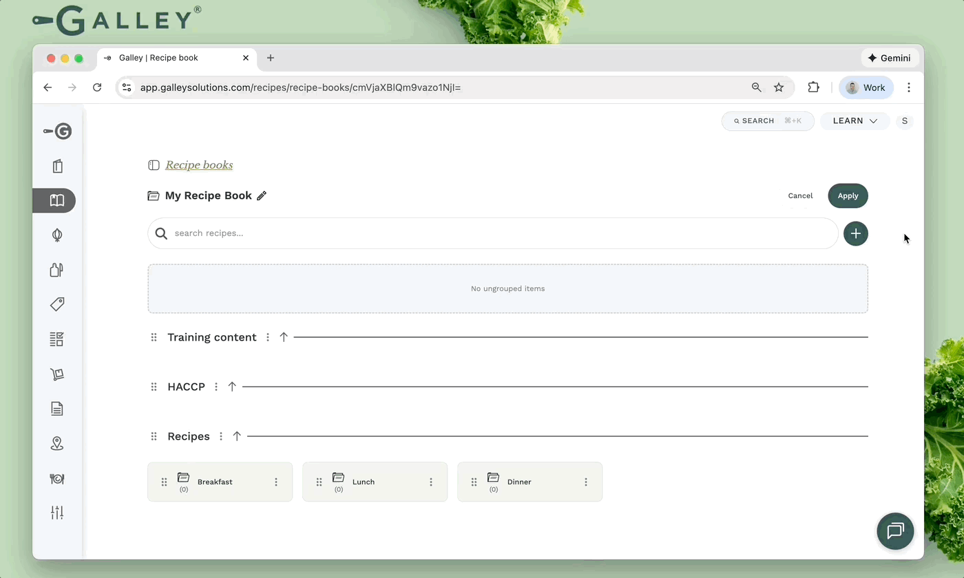 add files to recipe book