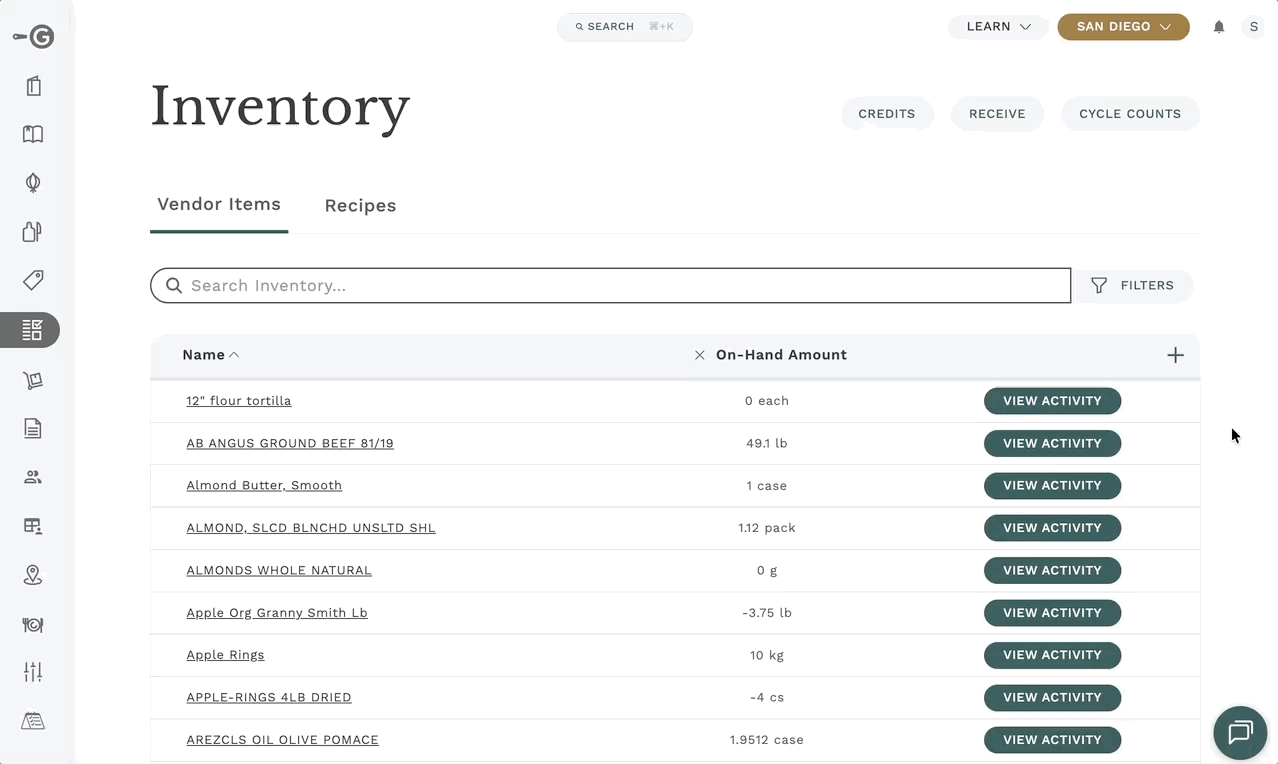 inventory page