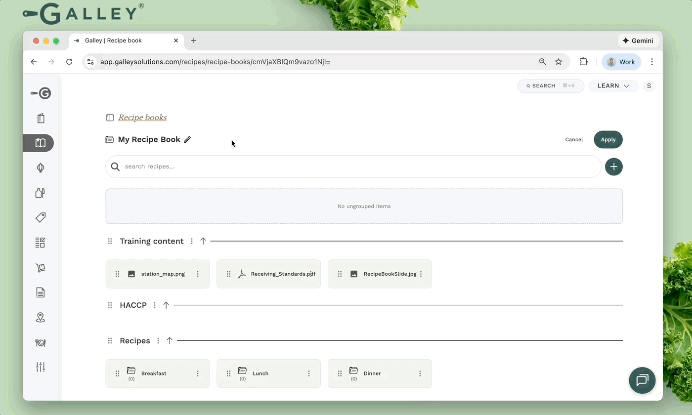 rename recipe book content