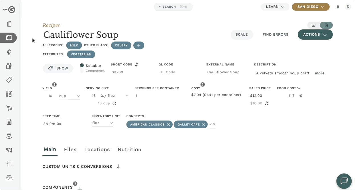 view recipe flags